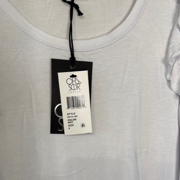 Chaser White Ruffled Cold Shoulder Top NWT - Picture 3 of 7